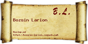 Bozsin Larion névjegykártya